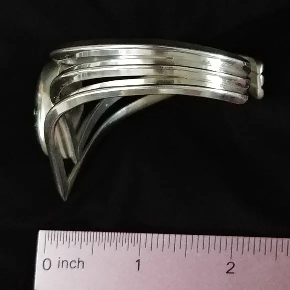 Jaw-Dropping Triple Strand Heavy Gauge 925 Silver Dichroic RULA GLASS Bracelet - Picture 9 of 9